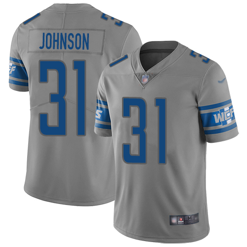 Detroit Lions Limited Gray Men Ty Johnson Jersey NFL Football #31 Inverted Legend